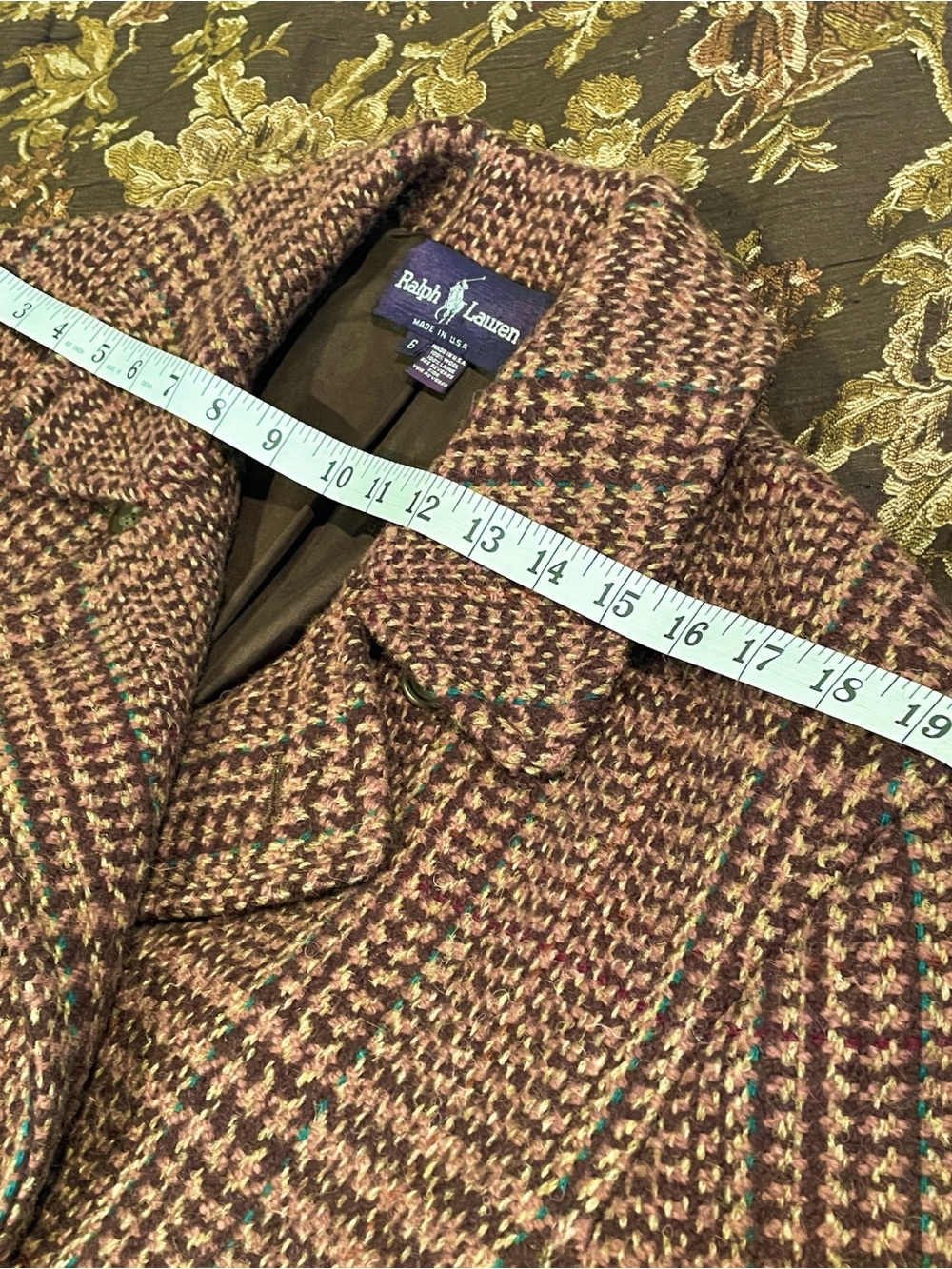 Vintage Ralph Lauren Purple Label Wool Glen Plaid Jacket Size 6 - Picture 10 of 13